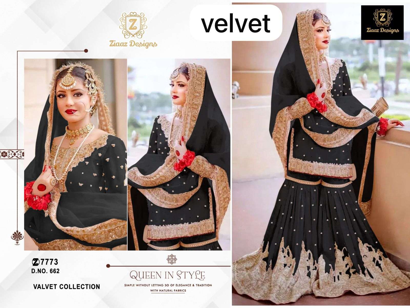 ZIAAZ 662 PURE VELVET EMBROIDERY PAKISTANI DRESS-00201