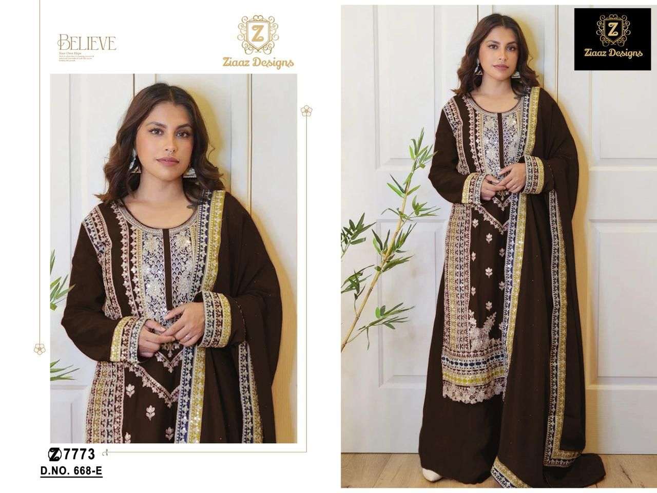 ZIAAZ 668 PURE VELVET EMBROIDERY PAKISTANI DRESSES-00201