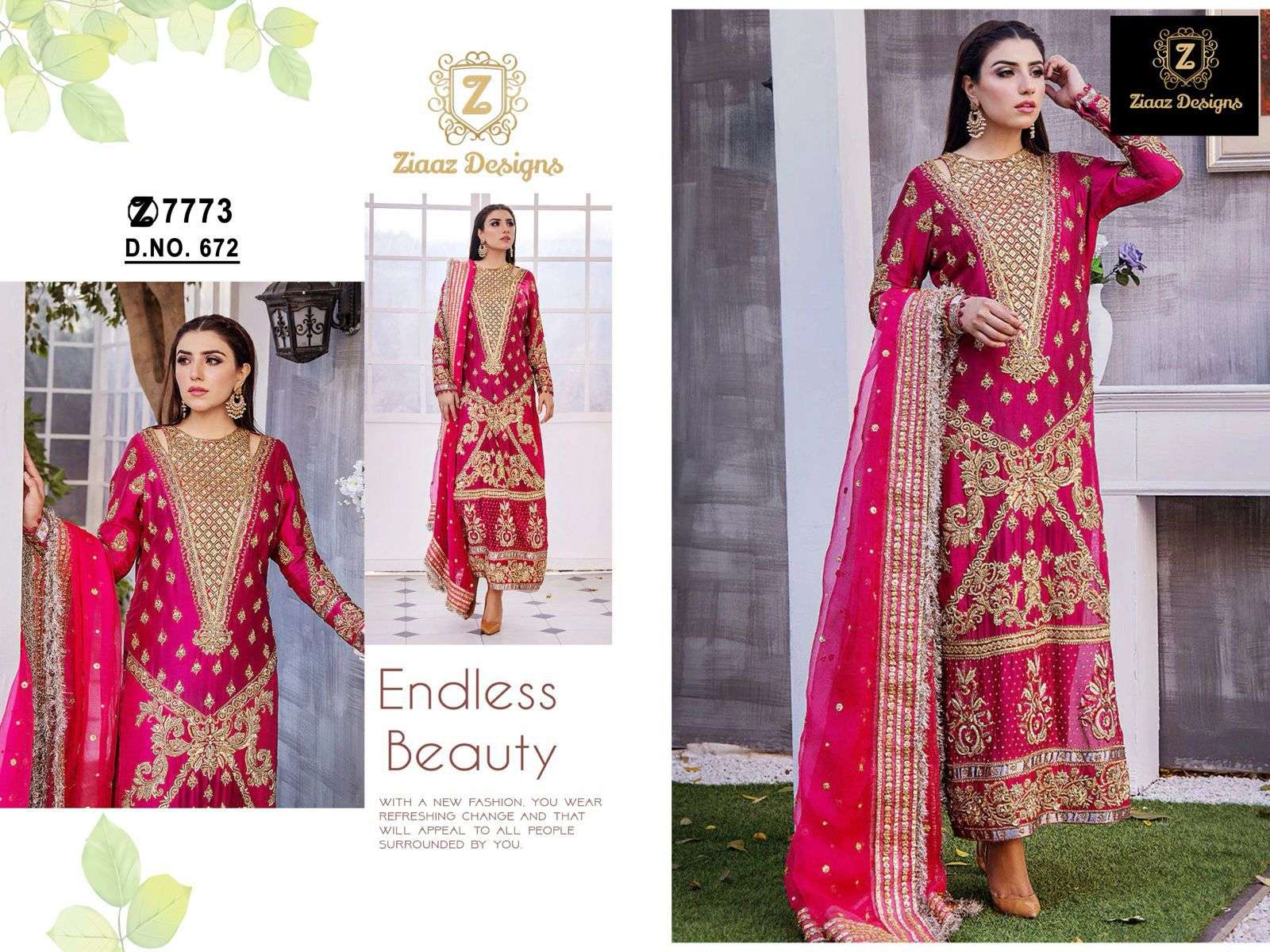 ZIAAZ 672 SERIES PURE VELVET EMBROIDERY PAKISTANI DRESS-00201