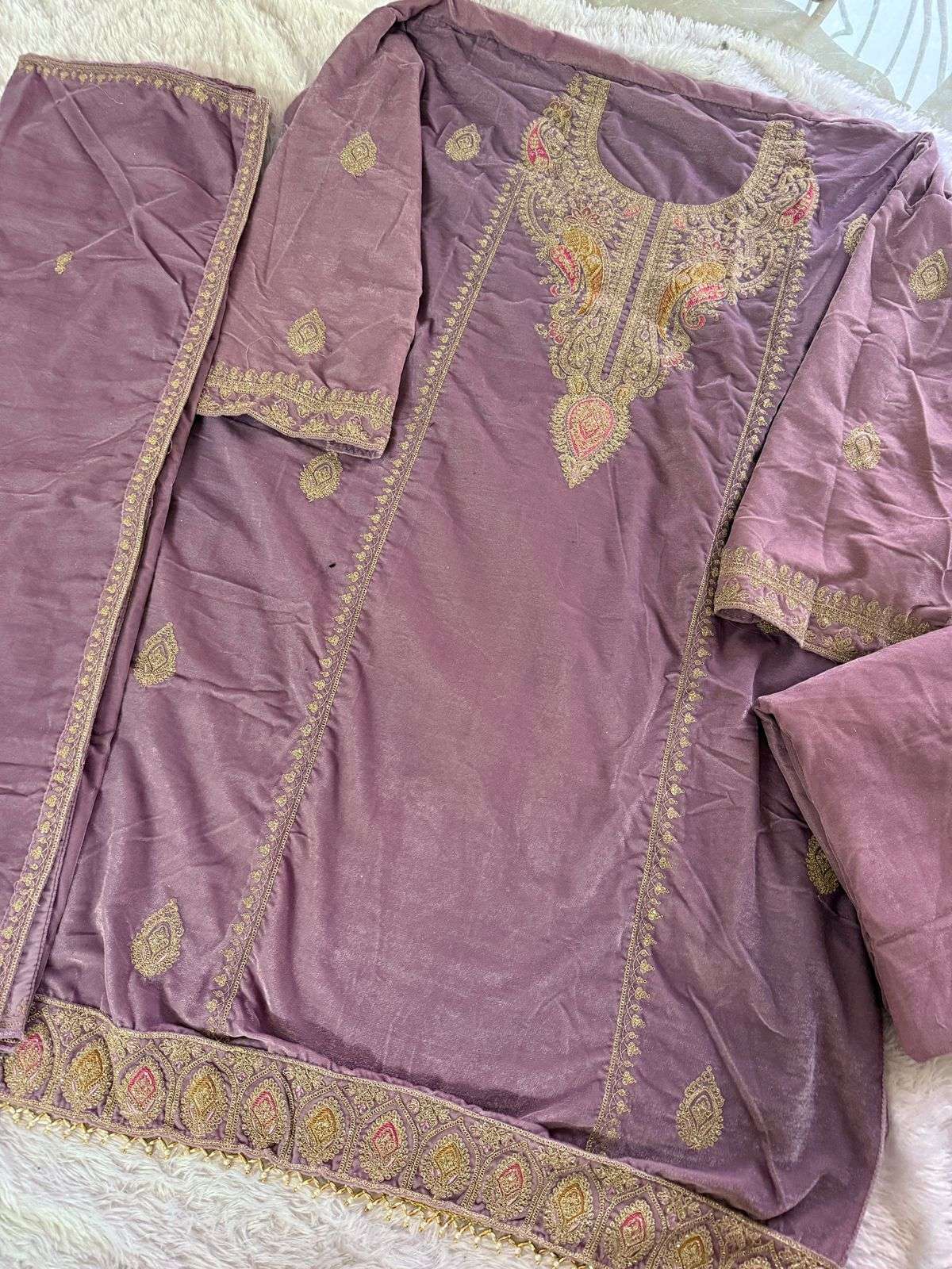 ZIAAZ 740 COLOUR PURE VELVET EMBROIDERY PAKISTANI DRESS-00201