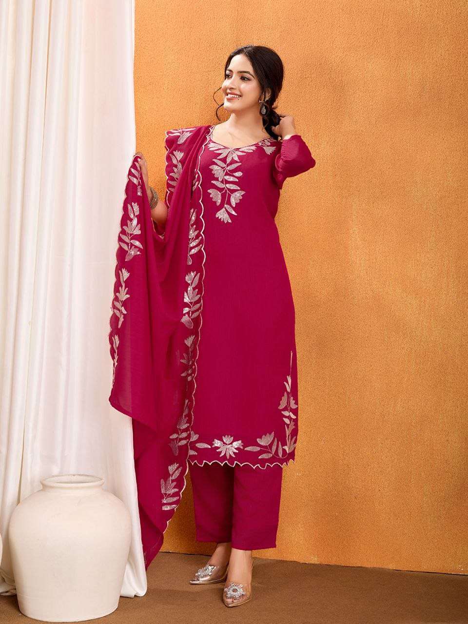 173 SERIES BY ASLIWHOLESALE DESIGNER PURE VICHITRA SILK EMBROIDERY DRESSES-00293