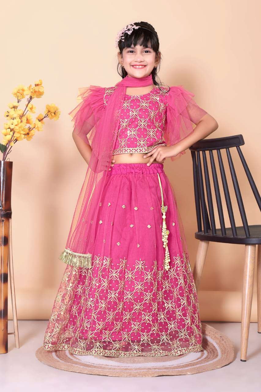 189 SERIES BY ASLIWHOLESALE DESIGNER PURE NET EMBROIDERY KIDS LEHENGAS-00293