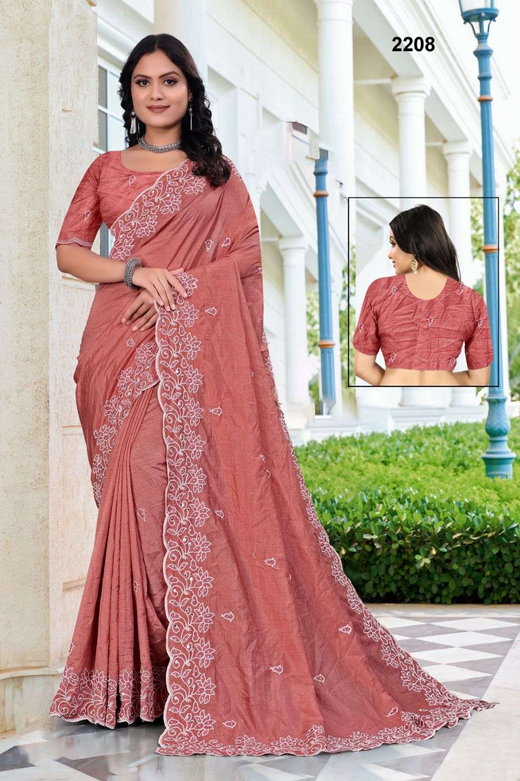 2208 COLOUR BY ASLIWHOLESALE DESIGNER PURE SILK EMBROIDERY SAREES-00103