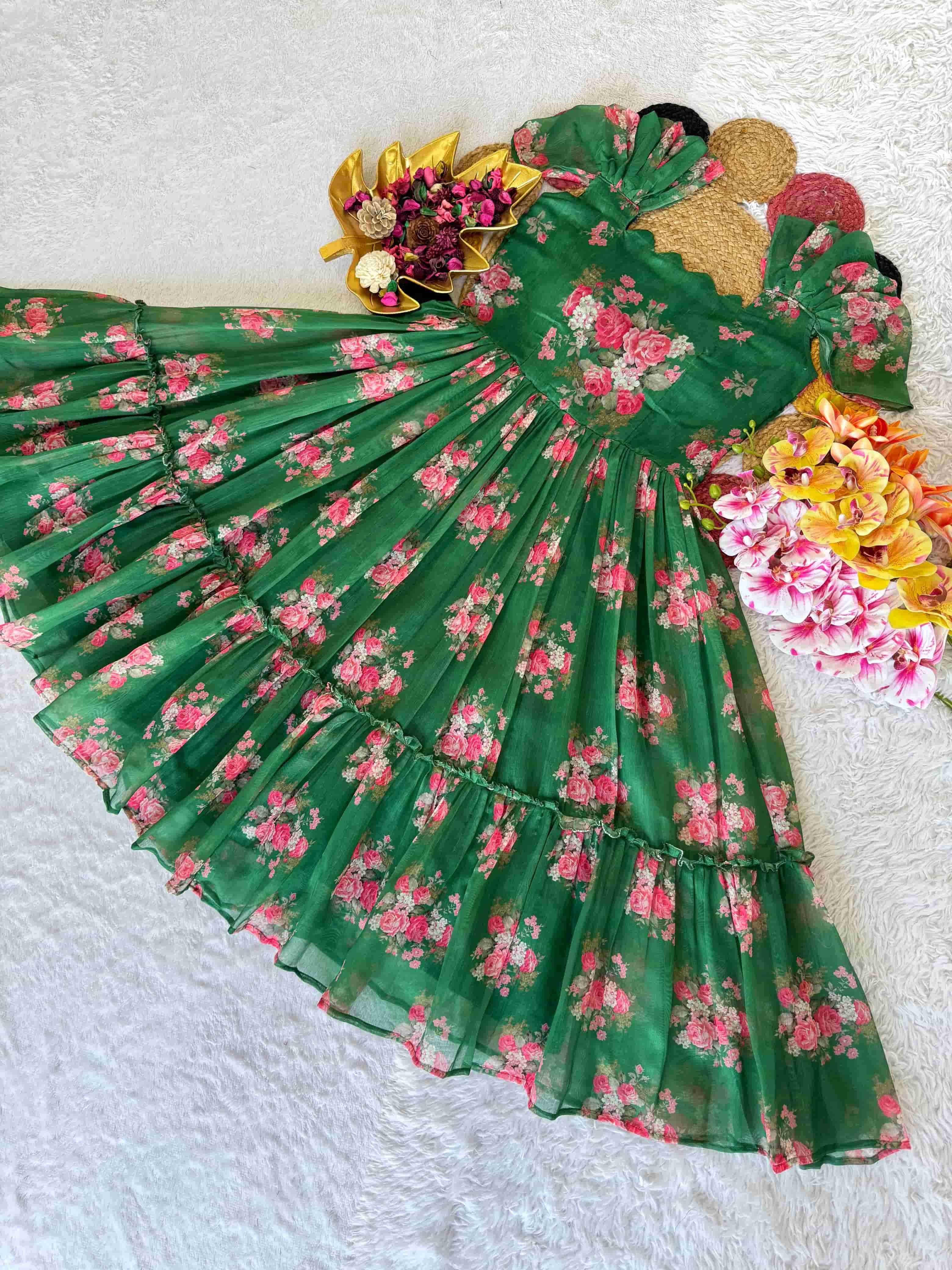 221 HIT DESIGN BY ASLIWHOLESALE DESIGNER PURE CHANDERI PRINTED GOWN-00291
