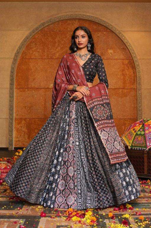 29 SERIES BY ASLIWHOLESALE DESIGNER PURE CREPE PRINTED LEHENGAS-00265