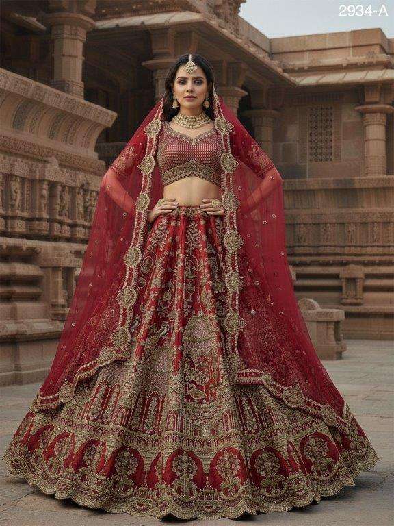 2934 HIT COLOUR BY ASLIWHOLESALE DESIGNER PURE HEAVY SILK EMBROIDERY LEHENGAS-00130
