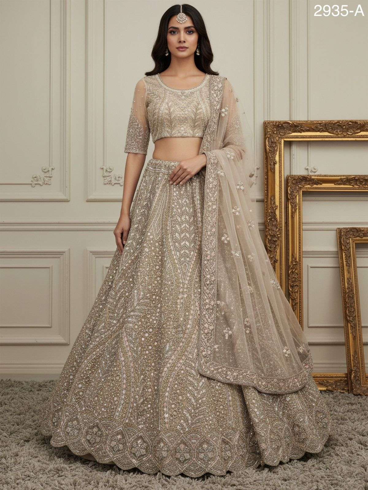 2935 HIT COLOUR BY ASLIWHOLESALE DESIGNER HEAVY NET EMBROIDERY LEHENGAS-00130