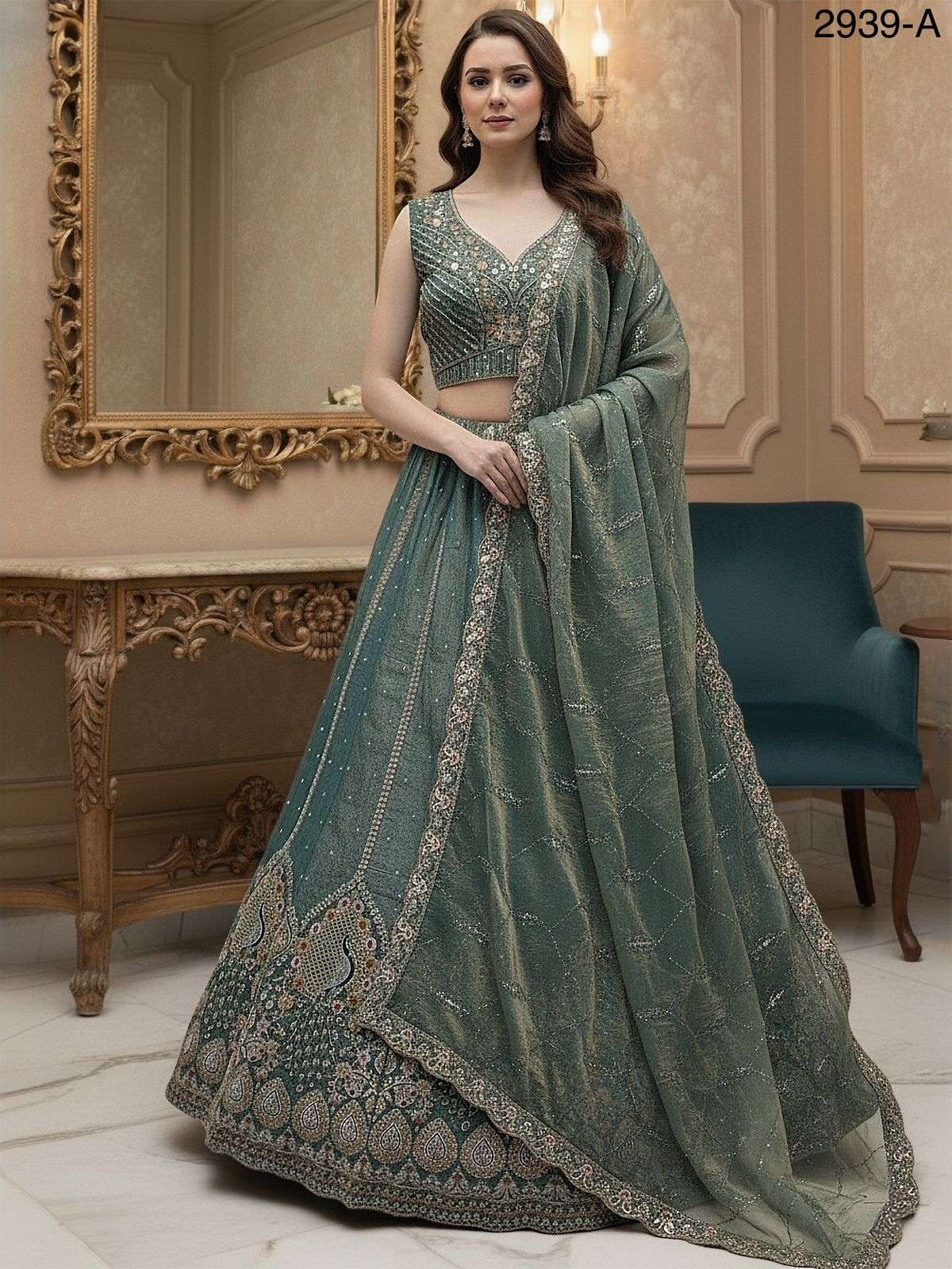 2939 HIT COLOUR BY ASLIWHOLESALE DESIGNER PURE SILK EMBROIDERY LEHENGAS-00130