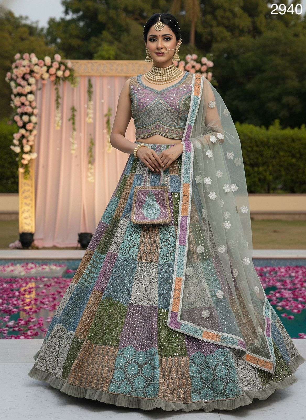 2940 HIT COLOUR BY ASLIWHOLESALE DESIGNER PURE NET EMBROIDERY LEHENGAS-00130