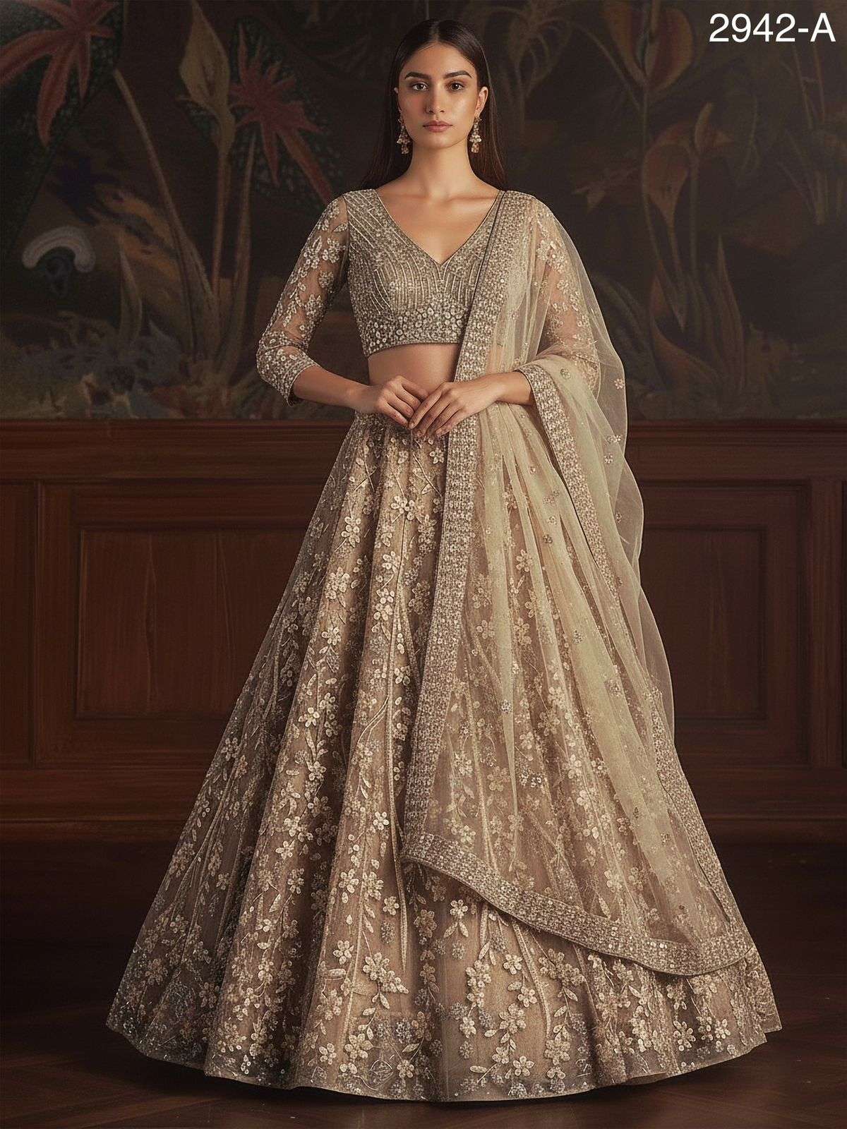 2942 COLOUR BY ASLIWHOLESALE DESIGNER PURE NET EMBROIDERY LEHENGAS-00130