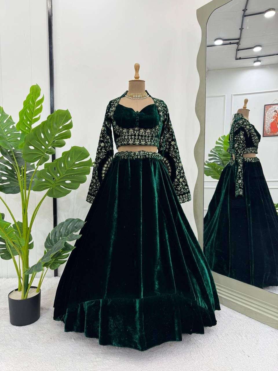302 HIT COLOUR BY ASLIWHOLESALE DESIGNER PURE VELVET EMBRODIERY LEHENGAS-00246
