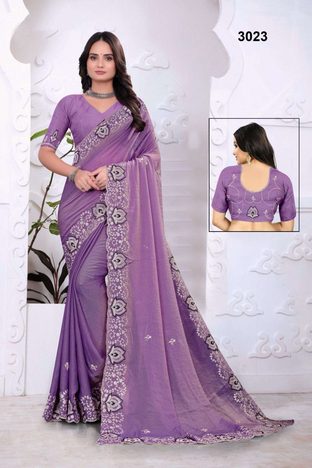 3023 COLOUR BY ASLIWHOLESALE DESIGNER PURE FANCY EMBROIDERY SAREES-00103