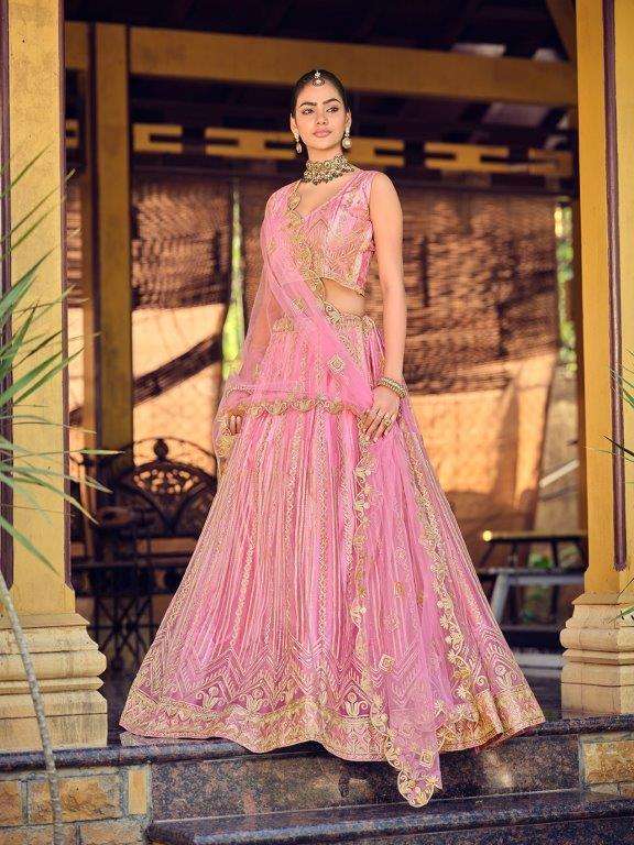 345 SERIES BY ASLIWHOLESALE DESIGNER PURE NET RIBBON WORK LEHENGAS-00265