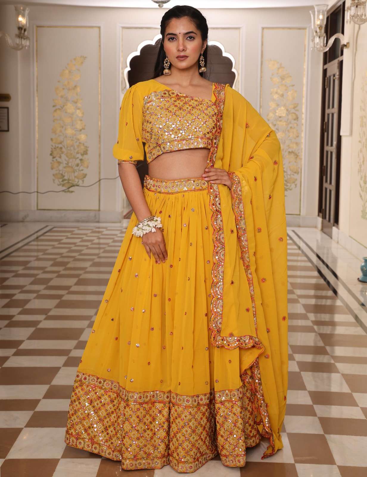 356 SERIES BY ASLIWHOLESALE DESIGNER PURE GEORGETTE EMBROIDERY LEHENGAS-00265