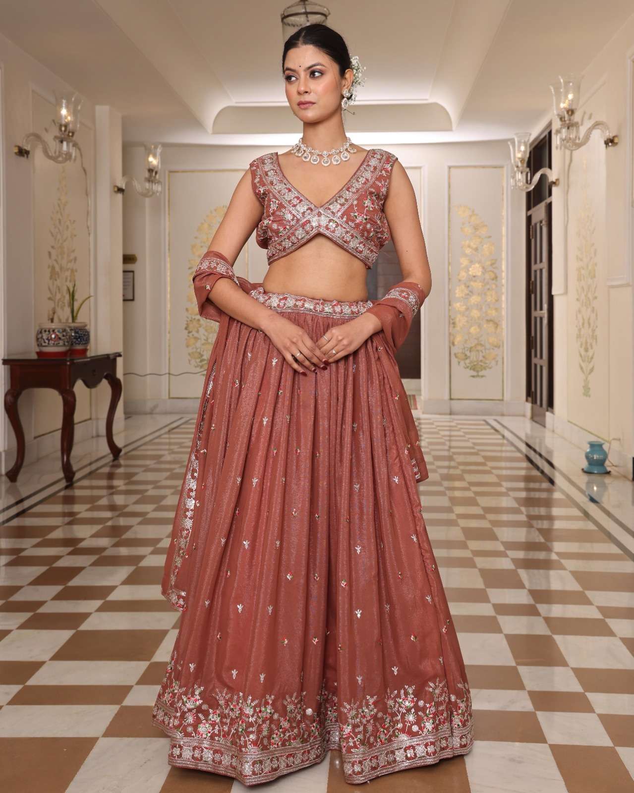 358 SERIES BY ASLIWHOLESALE DESIGNER PURE CHINON EMBROIDERY LEHENGAS-00265