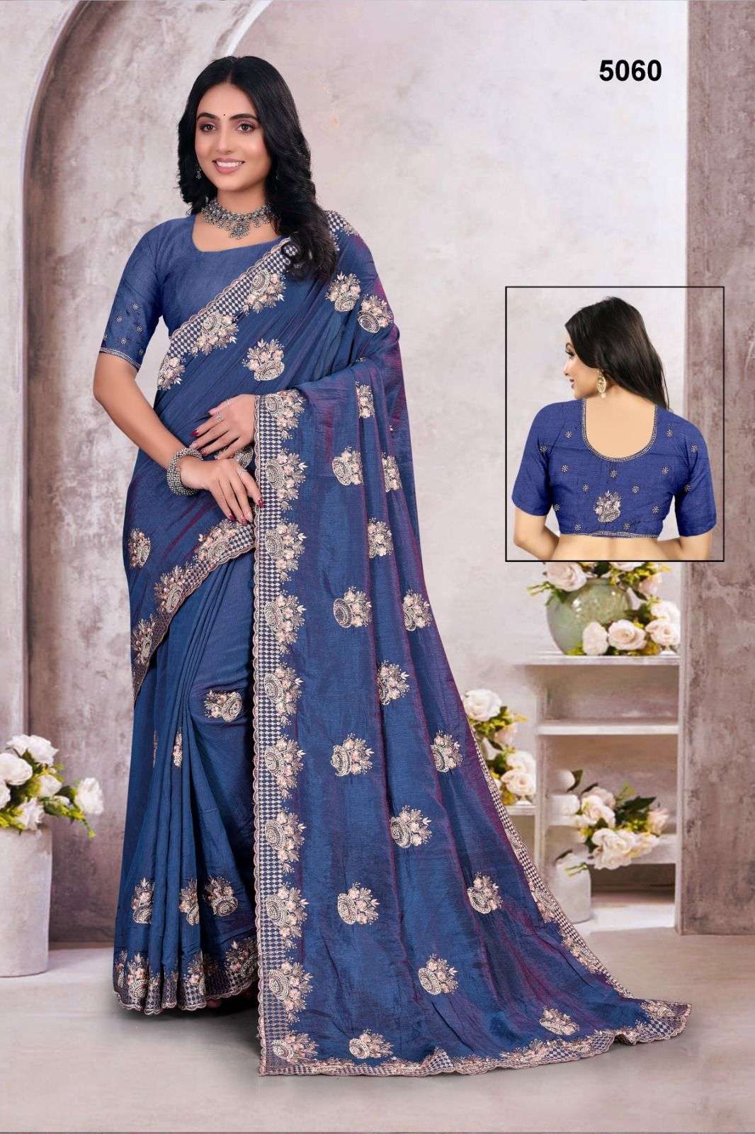 5060 COLOUR BY ASLIWHOLESALE DESIGNER PURE SILK EMBROIDERY SAREES-00103