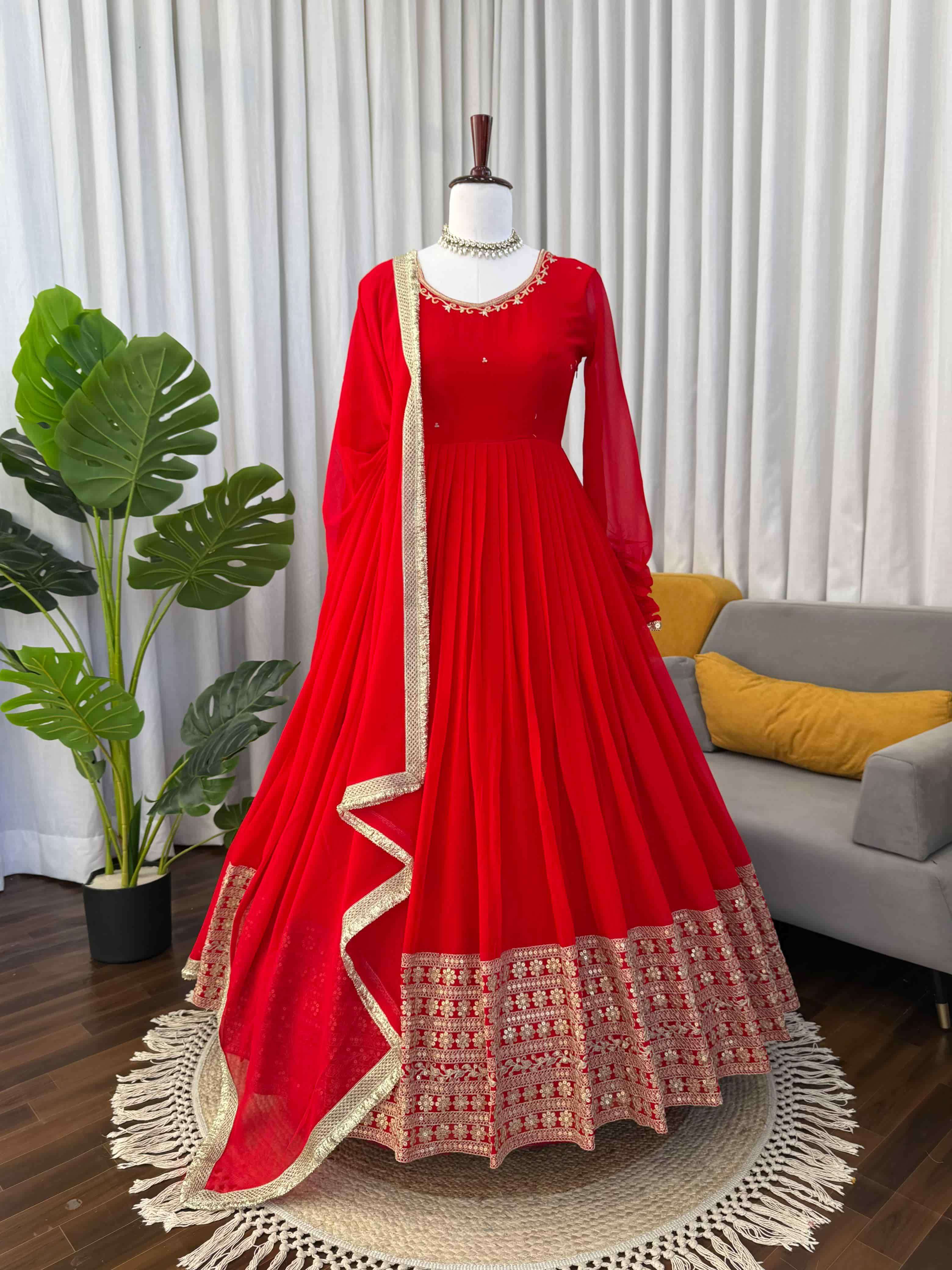5934 HIT COLOUR BY ASLIWHOLESALE DESIGNER PURE GEORGETTE EMBROIDERY DRESSES-00242