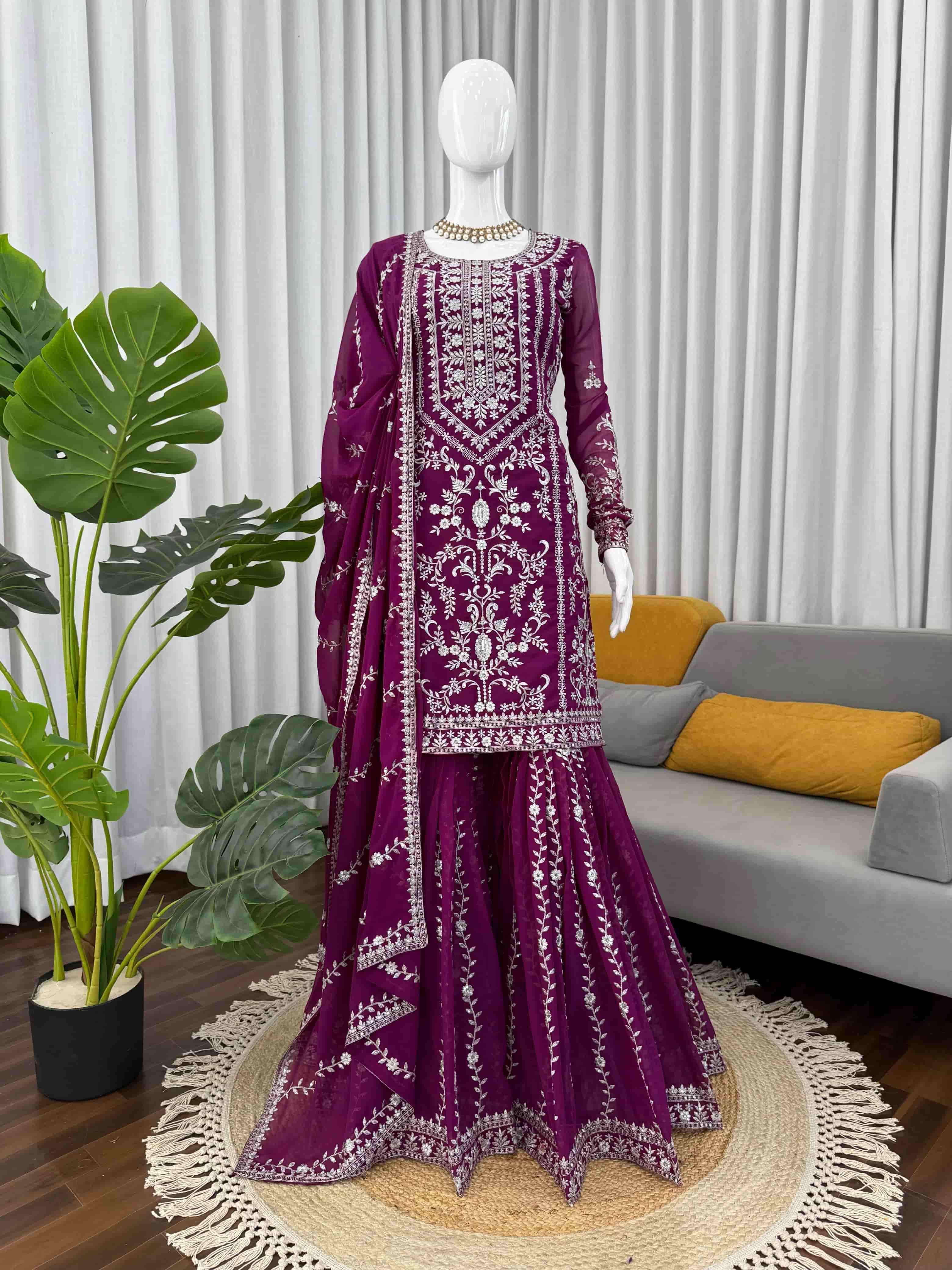 5938 HIT COLOUR BY ASLIWHOLESALE DESIGNER PURE FAUX GEORGETTE EMBROIDERY DRESSES-00242
