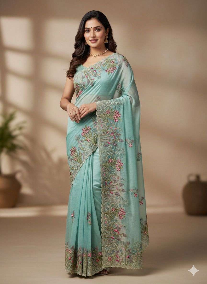 6423 COLOUR BY ASLIWHOLESALE DESIGNER PURE SILK EMBROIDERY SAREES-00103