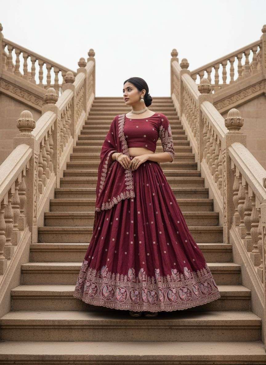 8214 COLOUR BY ASLIWHOLESALE DESIGNER PURE VICHITRA EMBROIDERY LEHENGAS-00135