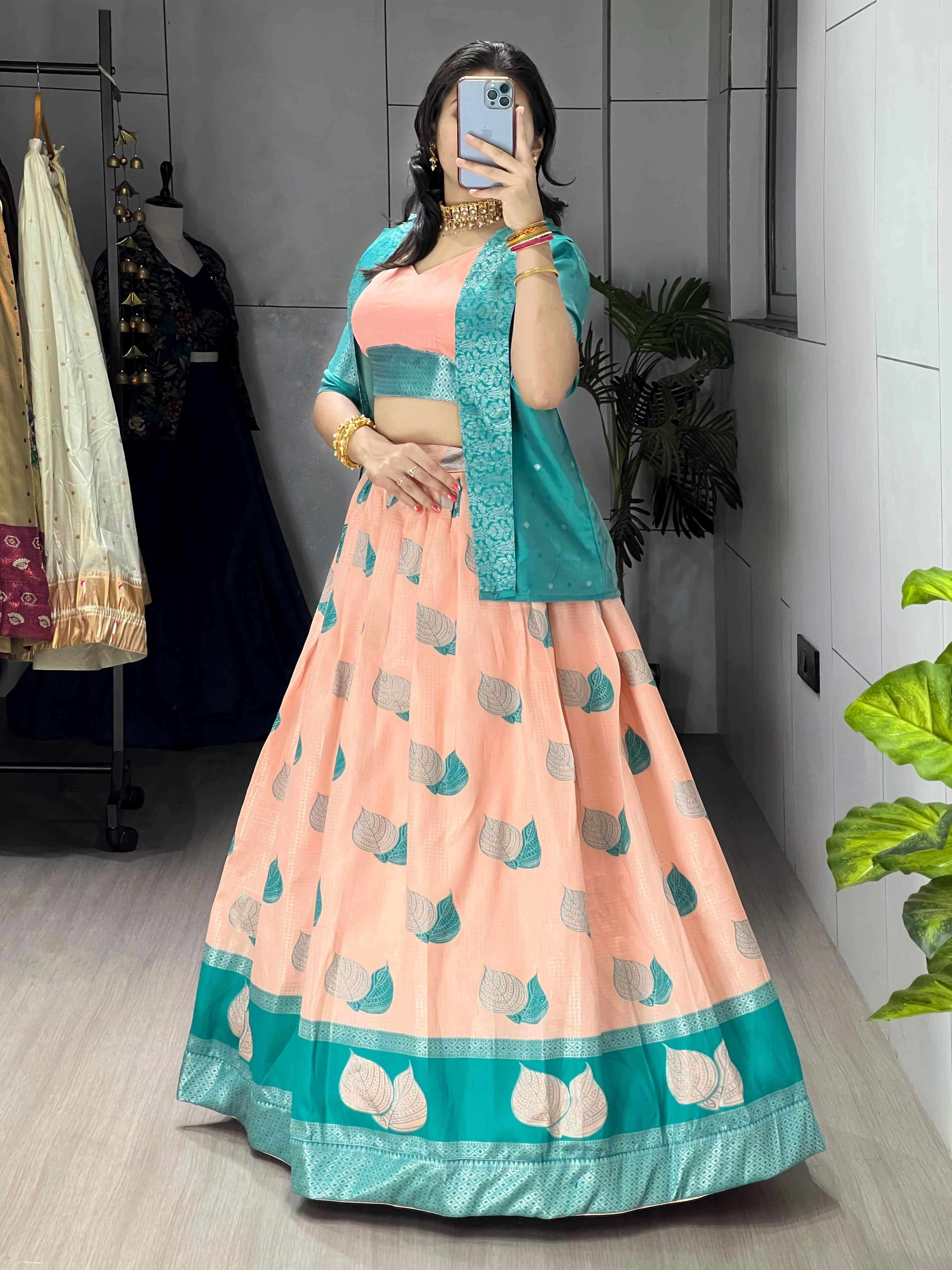 8220 COLOUR BY ASLIWHOELSALE DESIGNER PURE JACQUARD SILK LEHENGAS-00135