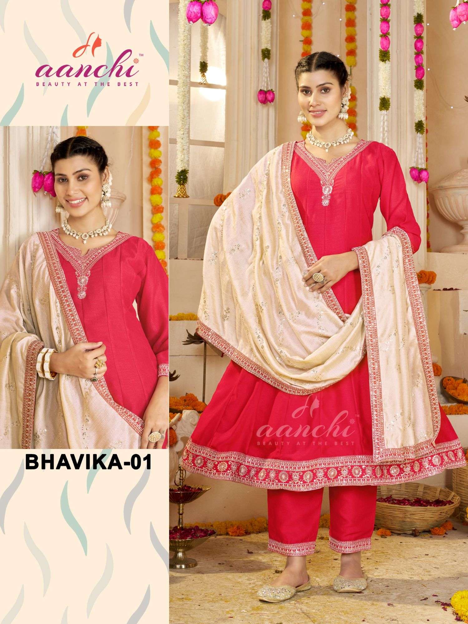 AANCHI BHAVIKA PURE VICHITRA SILK EMBROIDERY DRESSES-00286