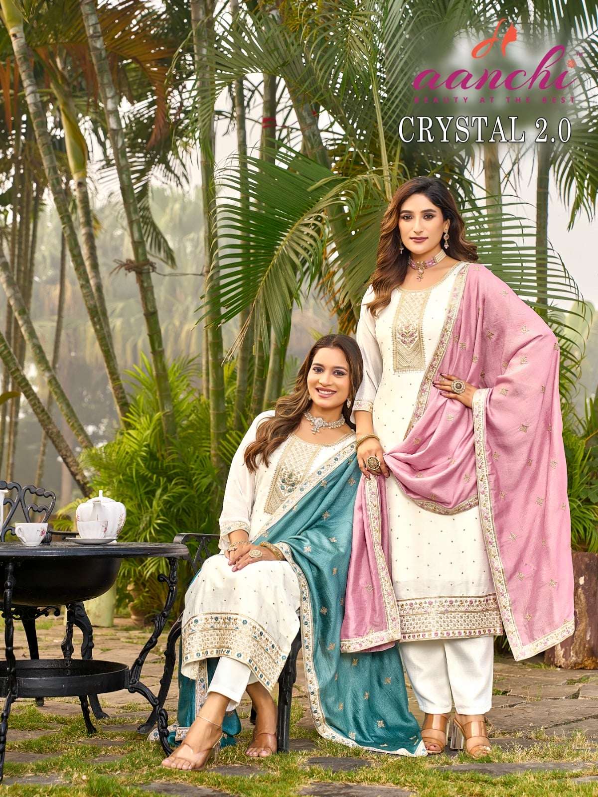 AANCHI CRYSTAL-2.0 PURE VICHITRA SILK EMBROIDERY DRESSES-00286