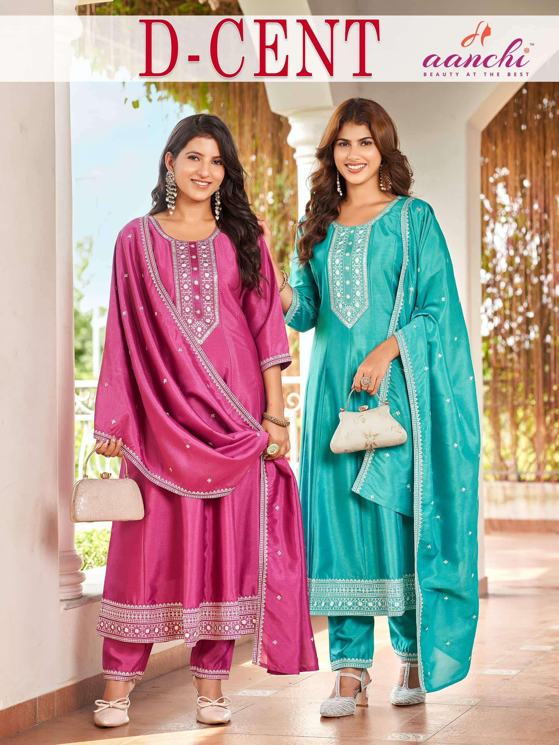 AANCHI D-CENT PURE CRYSTAL SILK EMBROIDERY DRESSES-00286