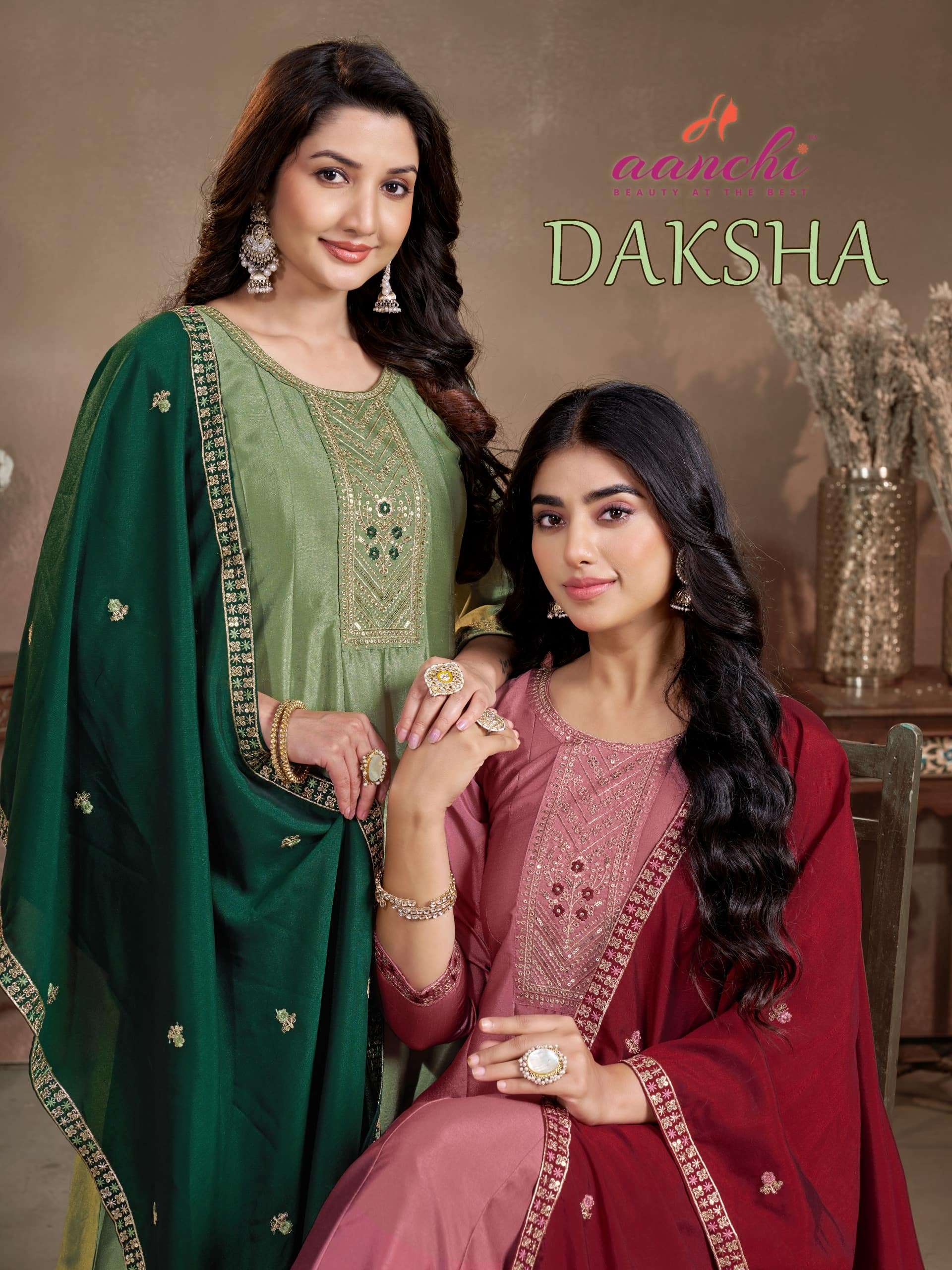 AANCHI DAKSHA PURE CRYSTAL SILK EMBROIDERY DRESSES-00286