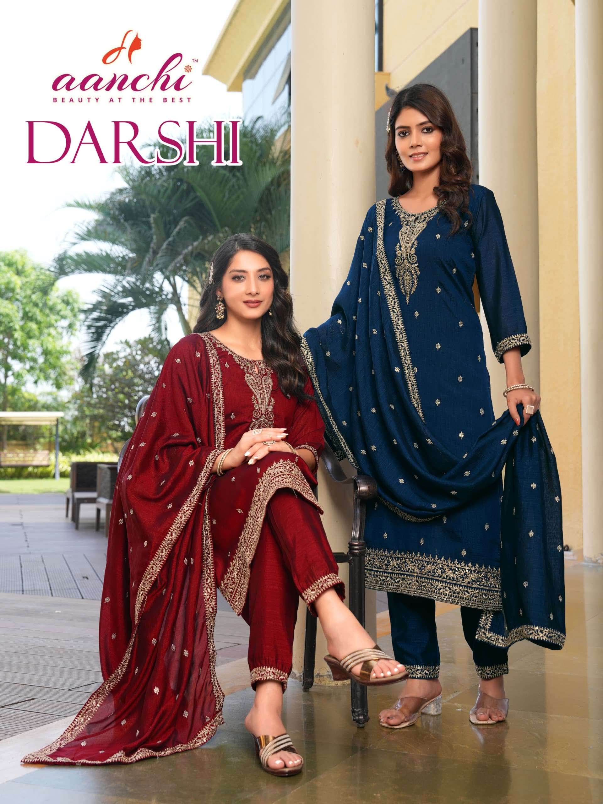 AANCHI DARSHI PURE VICHITRA SILK EMBROIDERY DRESSES-00286