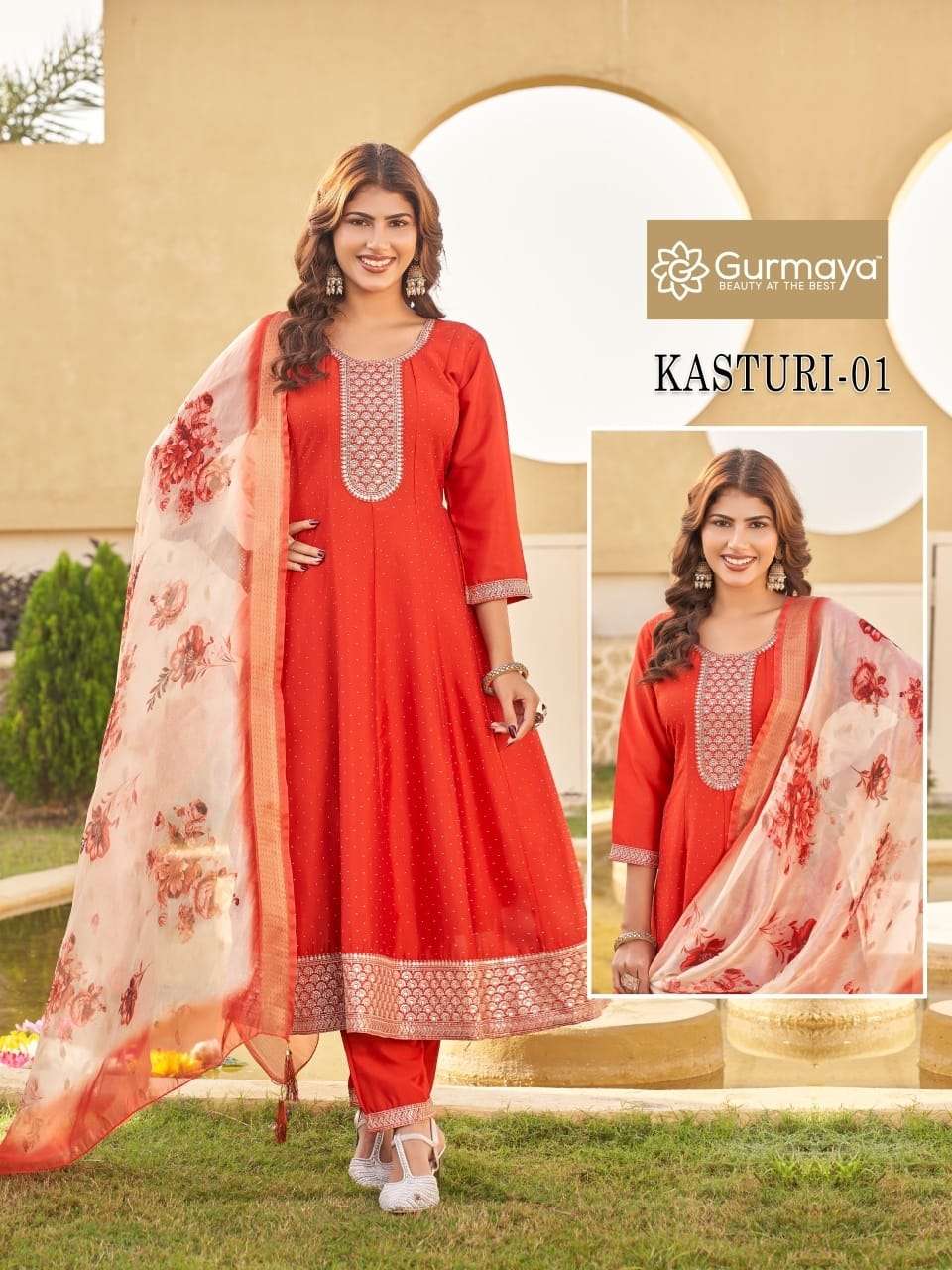 AANCHI GURMAYA KASTURI 01 TO 06 SERIES PURE CRYSTAL SILK EMBROIDERY DRESSES-00286