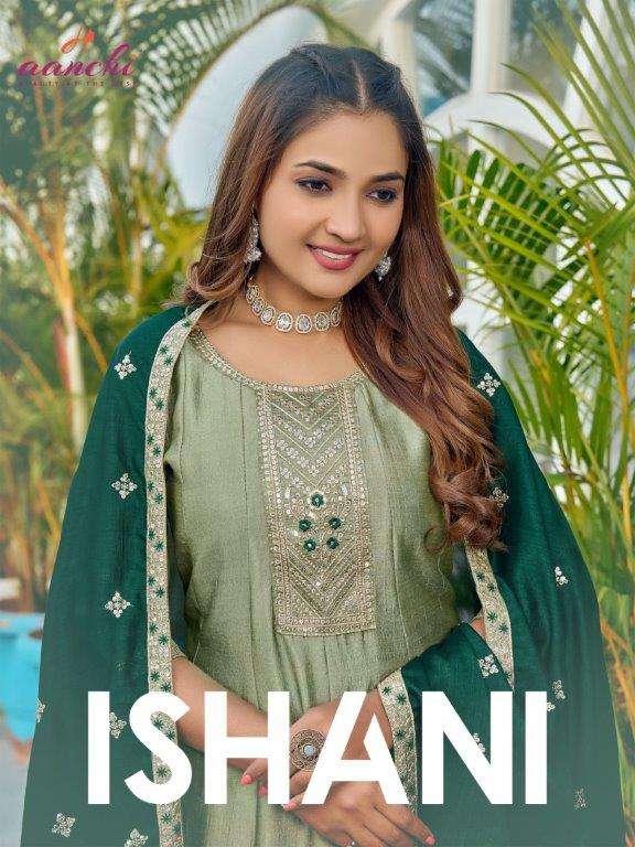 AANCHI ISHANI 01 TO 04 SERIES PURE VICHITRA SILK EMBROIDERY DRESSES-00286