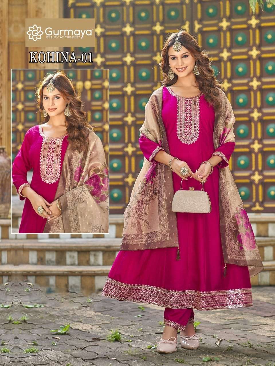 AANCHI KOHINA 01 TO 05 SERIES PURE VICHITRA SILK EMBROIDERY DRESSES-00286