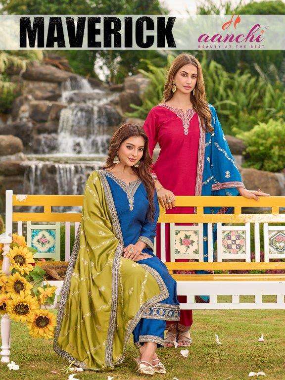 AANCHI MAVERICK PURE VICHITRA SILK EMBROIDERY DRESSES-00286
