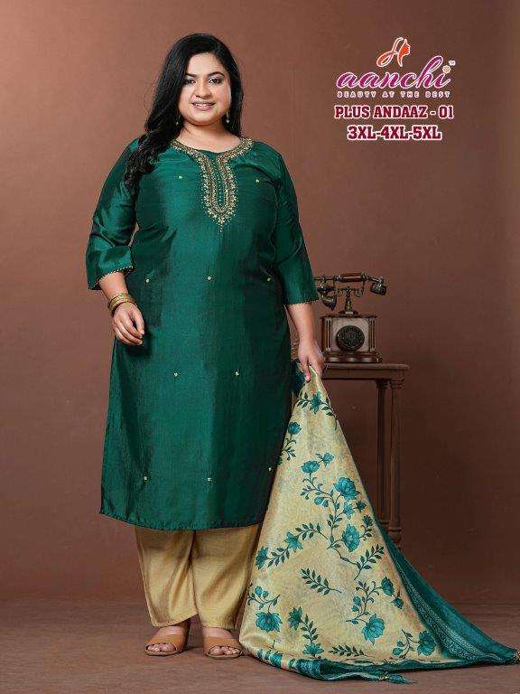 AANCHI PLUS ANDAAZ 01 TO 03 SERIES PURE SILK EMBROIDERY DRESSES-00286