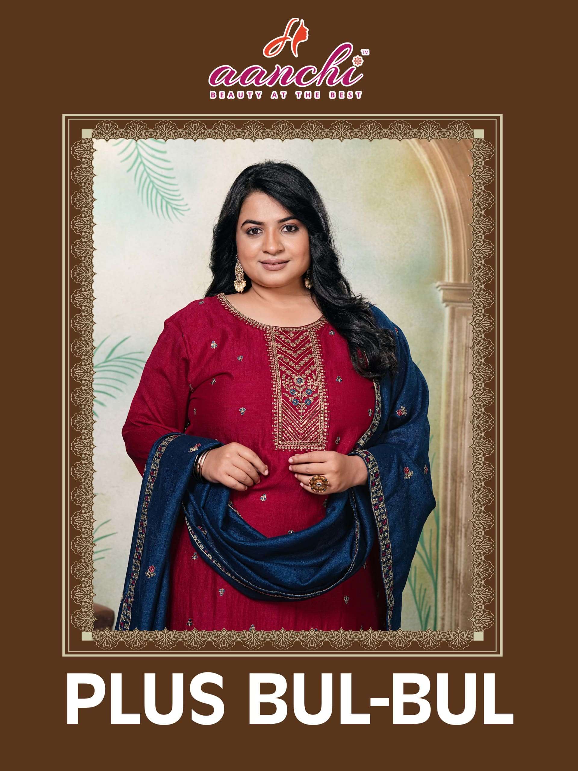 AANCHI PLUS BULBUL PURE VICHITRA SILK EMBROIDERY DRESSES-00286