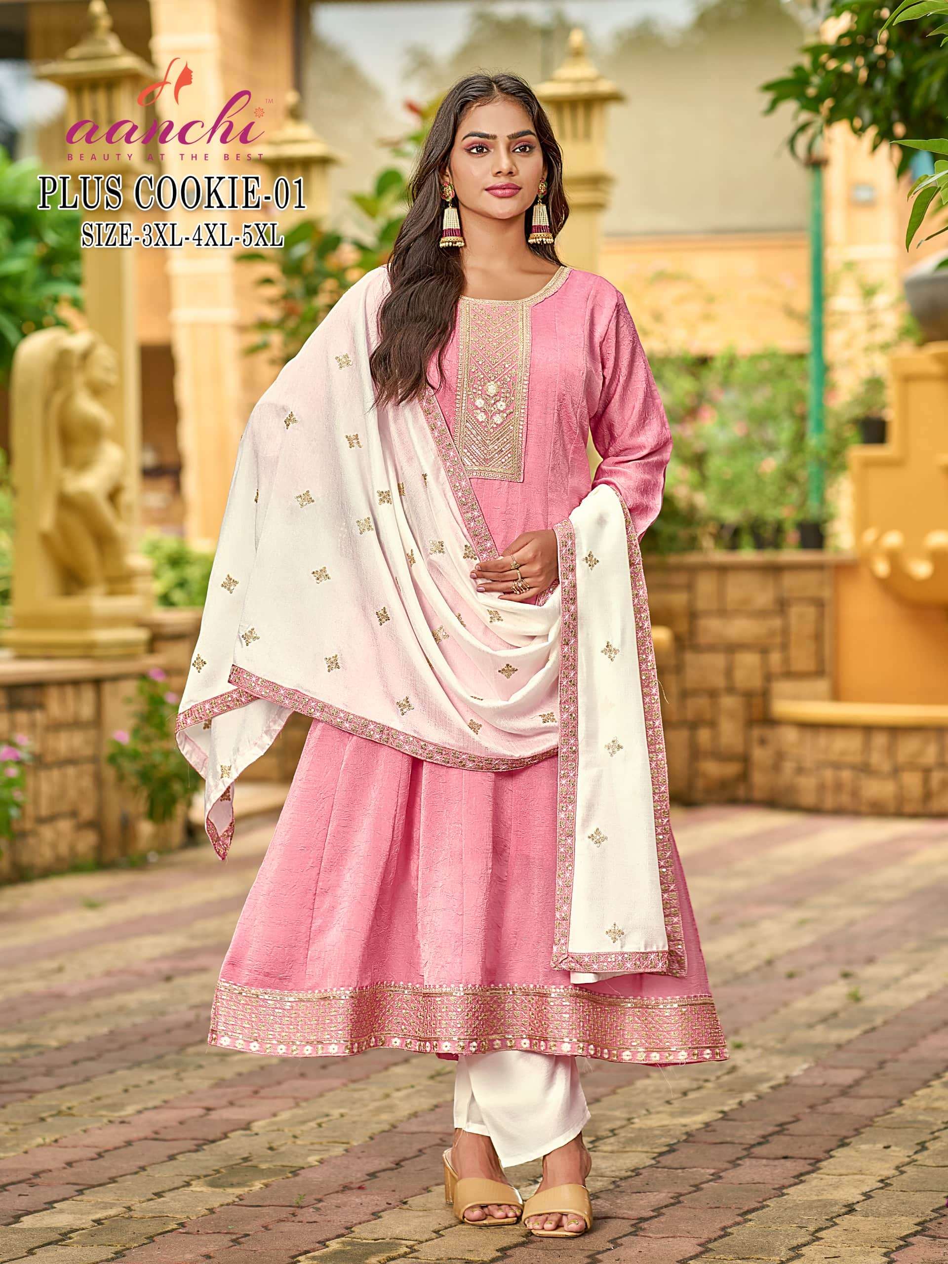 AANCHI PLUS COOKIE PURE SILK EMBROIDERY DRESSES-00286