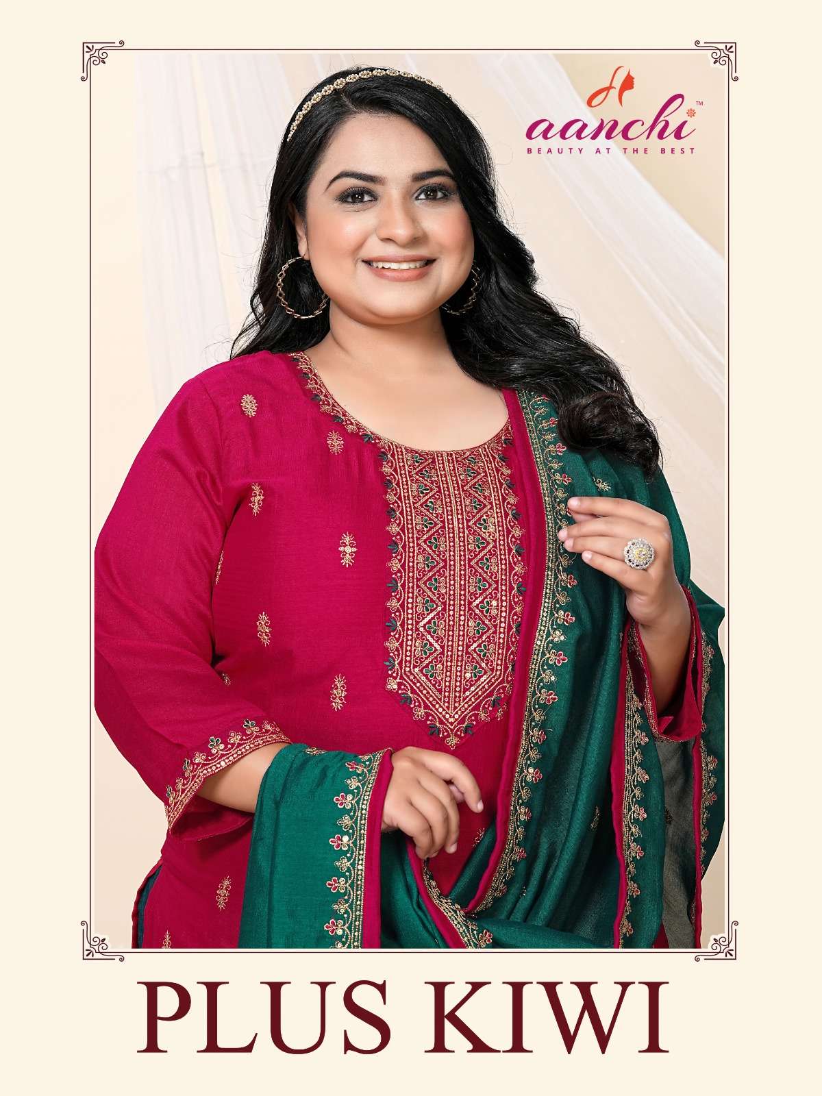 AANCHI PLUS KIWI PURE VICHITRA SILK EMBROIDERY DRESSES-00286