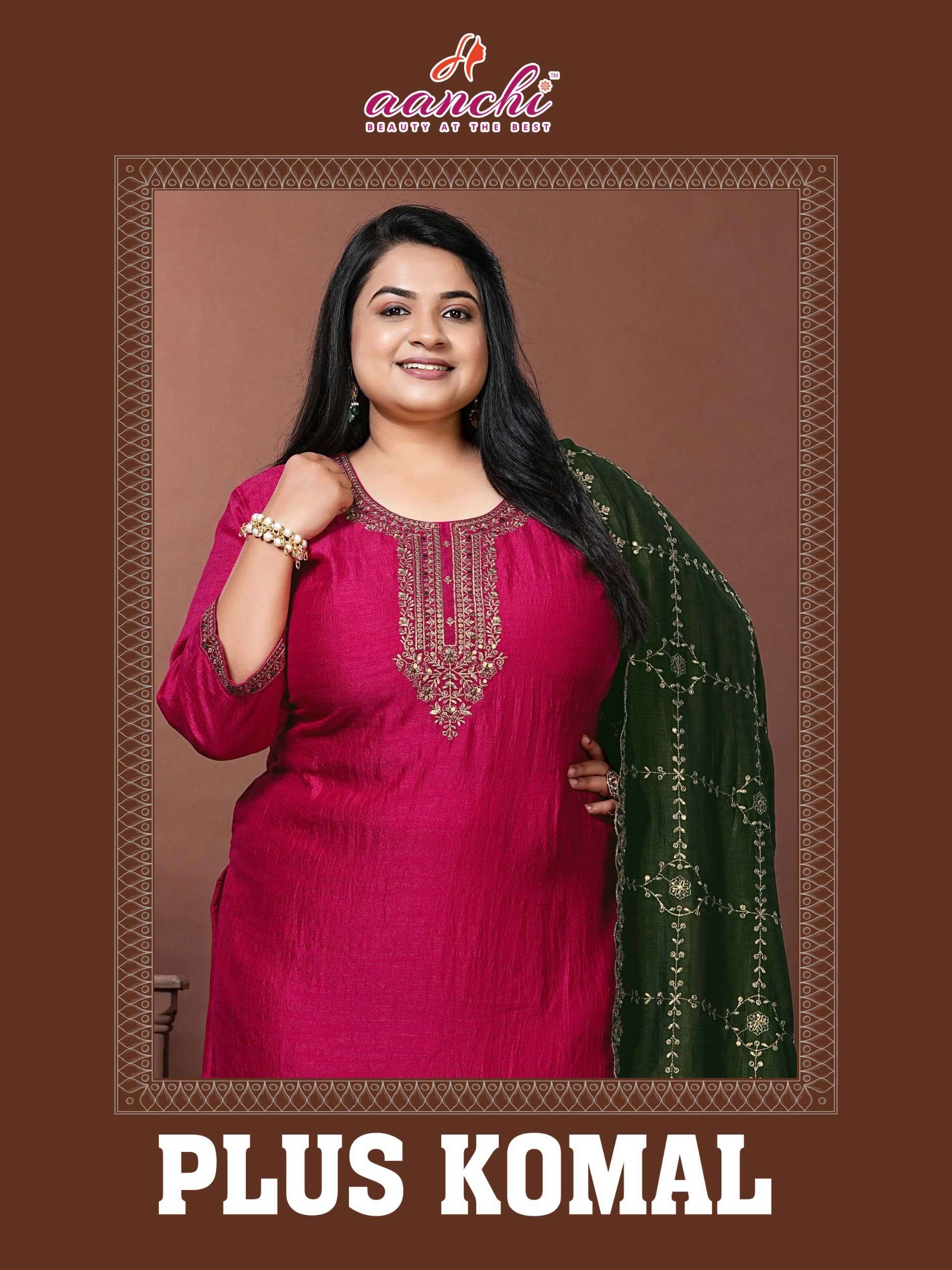 AANCHI PLUS KOMAL PURE VICHITRA SILK EMBROIDERY DRESSES-00286