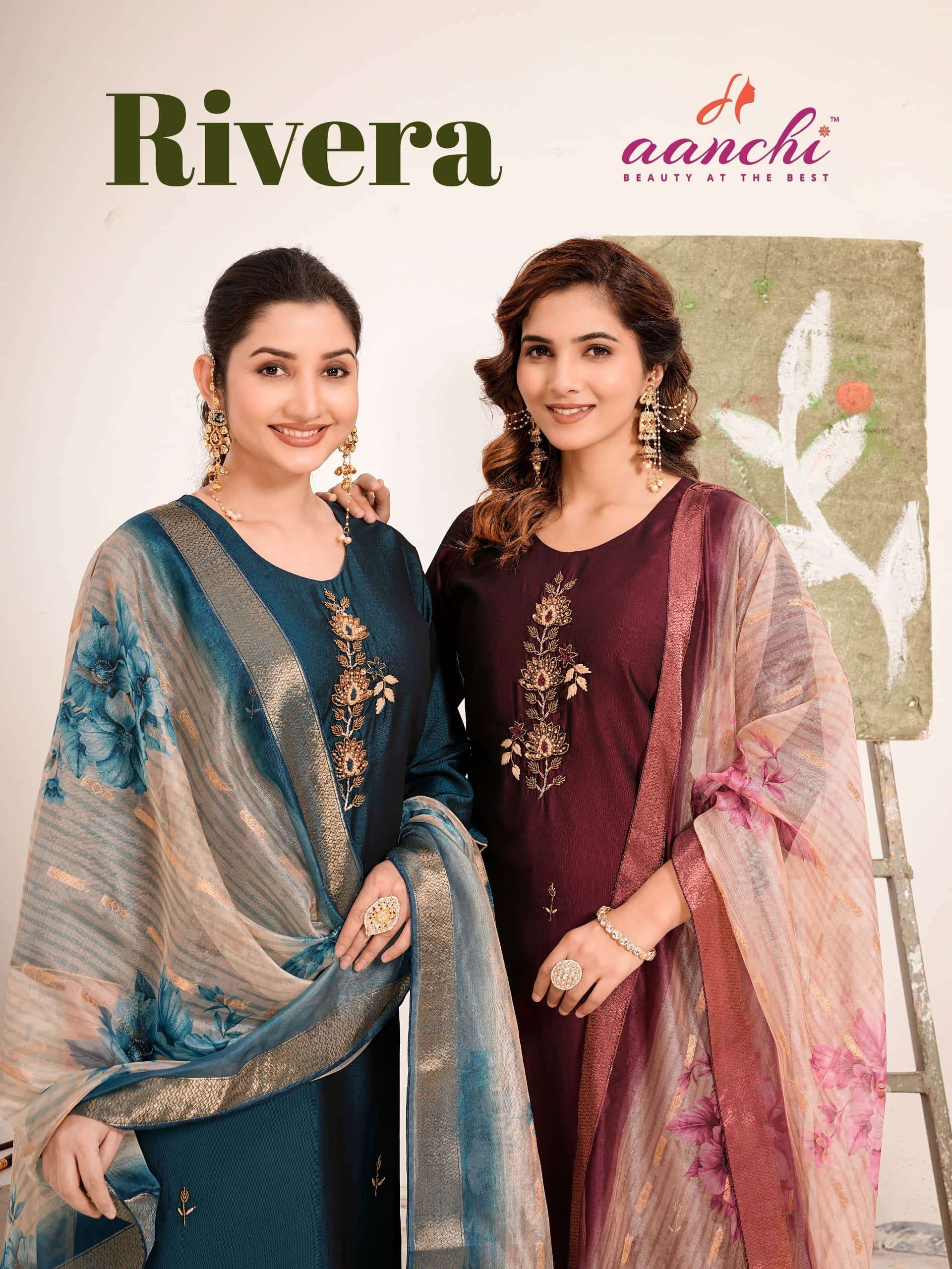 AANCHI RIVERA PURE RANGEELA SILK EMBROIDERY DRESSES-00286