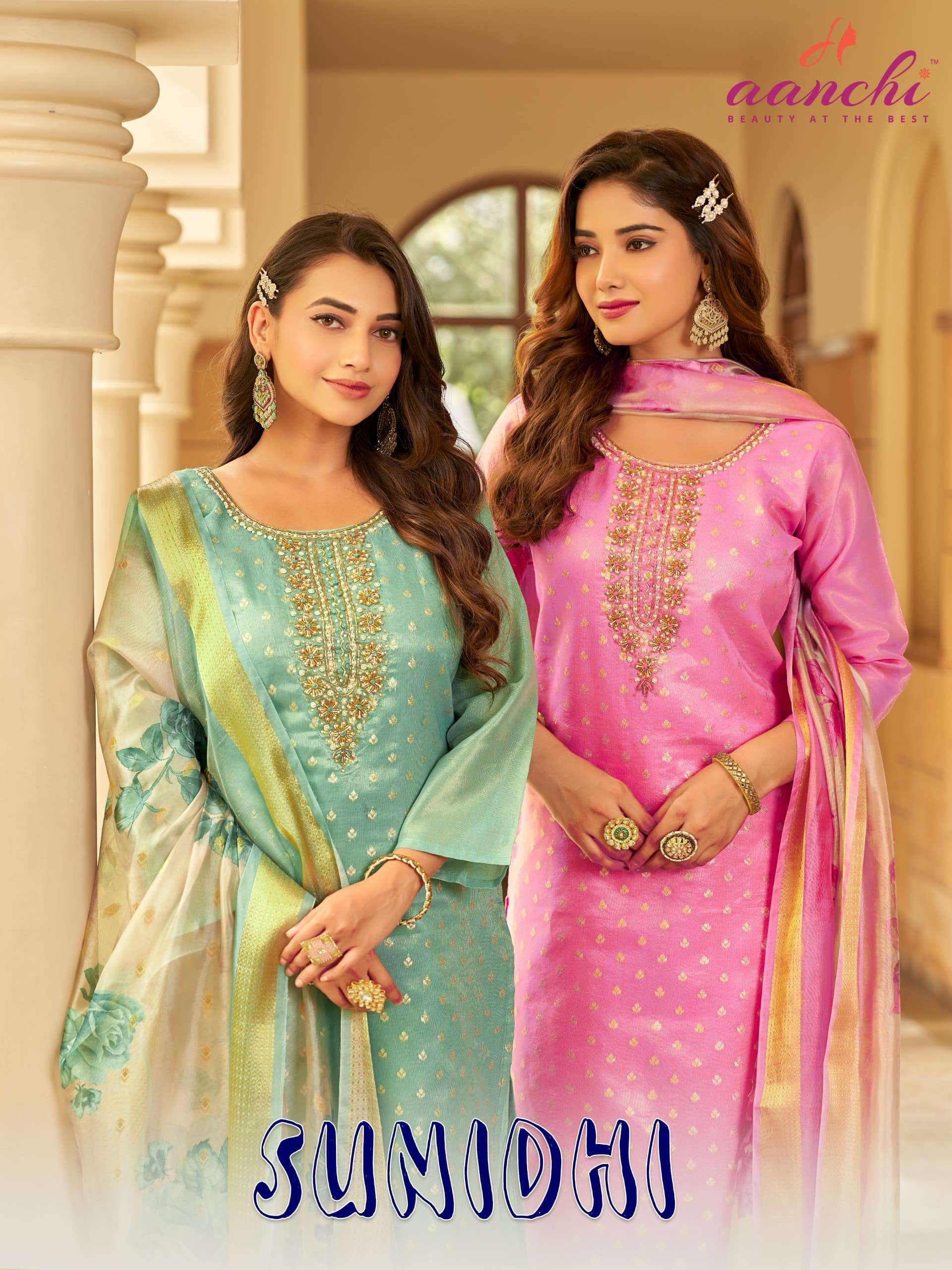 AANCHI SUNIDHI PURE JACQUARD BUTTI EMBROIDERY DRESSES-00286