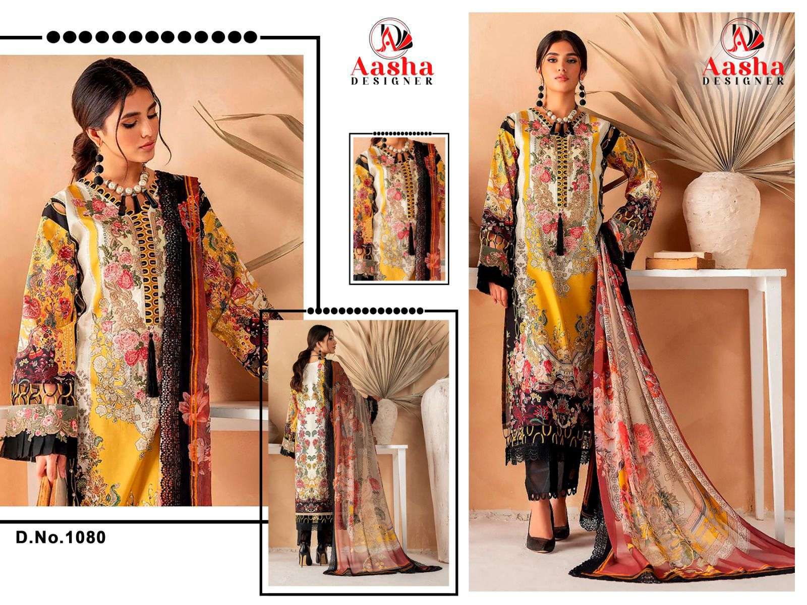 AASHA 1080 SERIES PURE COTTON EMBROIDERY PAKISTANI DRESSES-00062