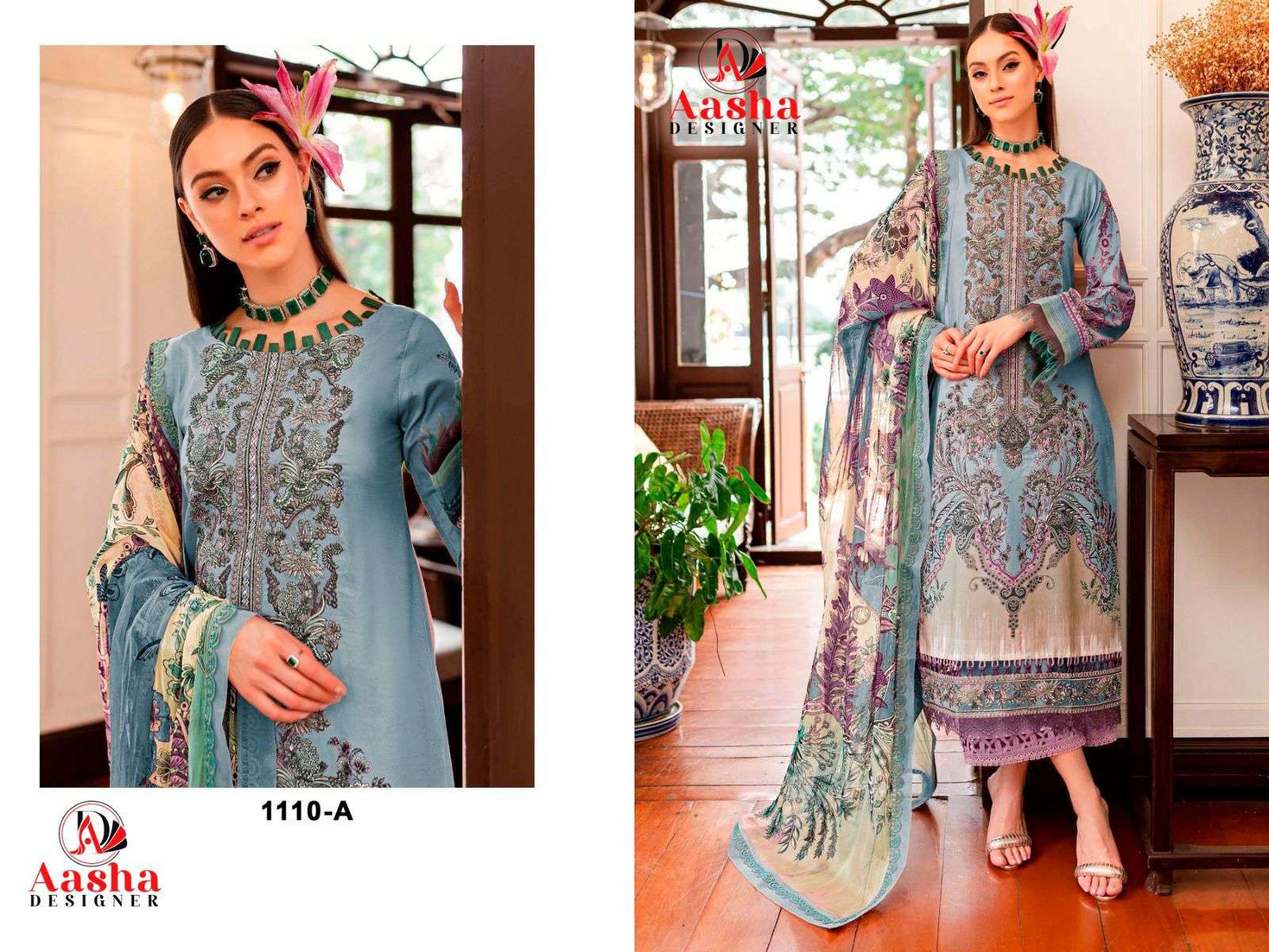 AASHA 1110A SERIES PURE COTTON EMBROIDERY PAKISTANI DRESSES-00062