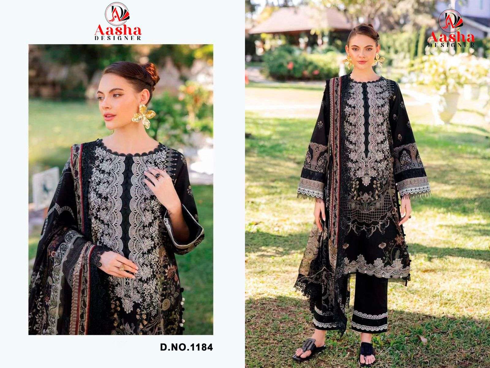AASHA 1184 SERIES PURE  COTTON PRINTED EMBROIDERY PAKISTANI DRESS-00071