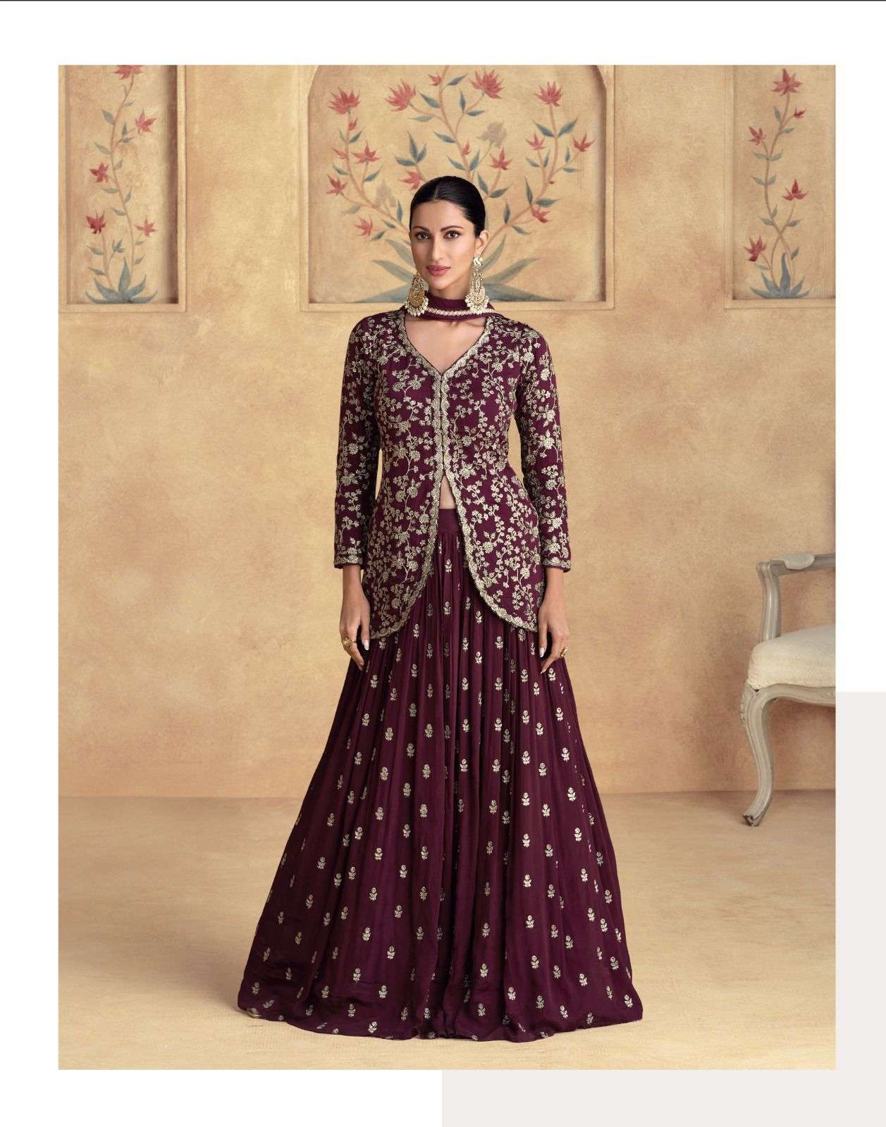 AASHIRWAD CREATION ALFAAZ PURE CHINON SILK EMBROIDERY DRESSES-00150