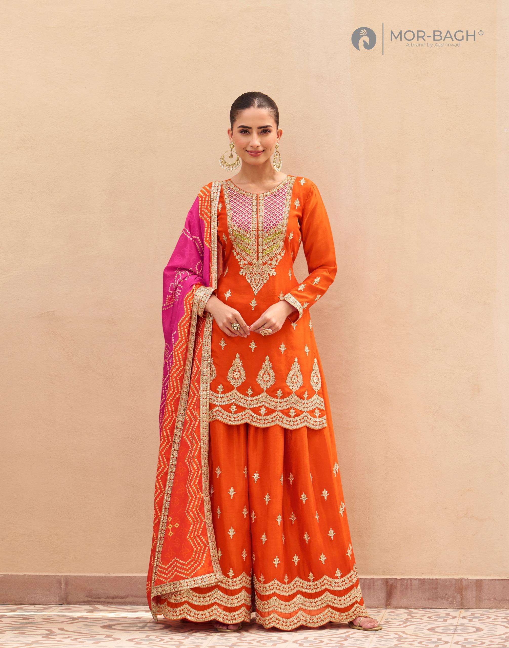 AASHIRWAD CREATION ARUNA 10659 TO 10661 SERIES PURE CHINON SILK DRESSES-00150