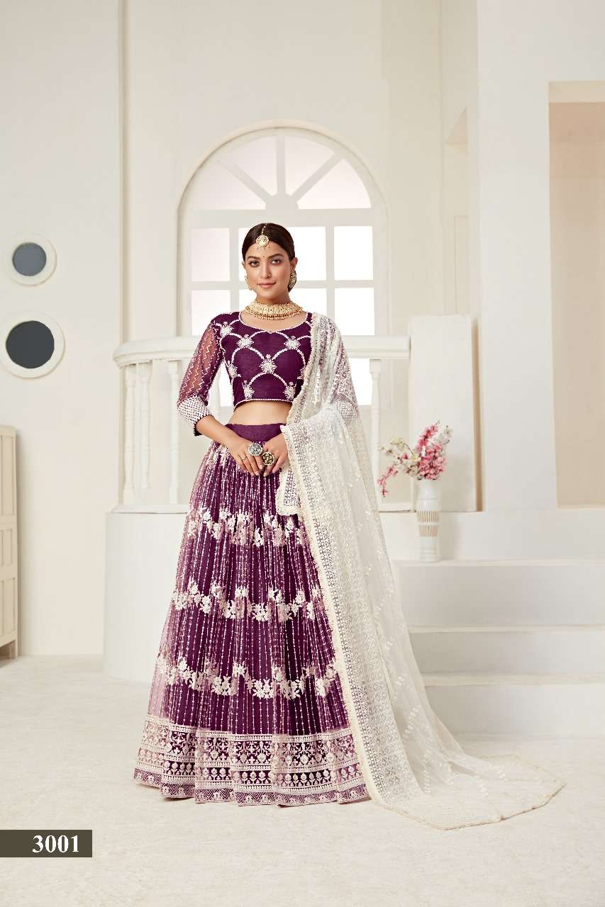 AAWIYA AMRITA VOL-1 NX PURE NET SEQUENCE WORK LEHENGAS 