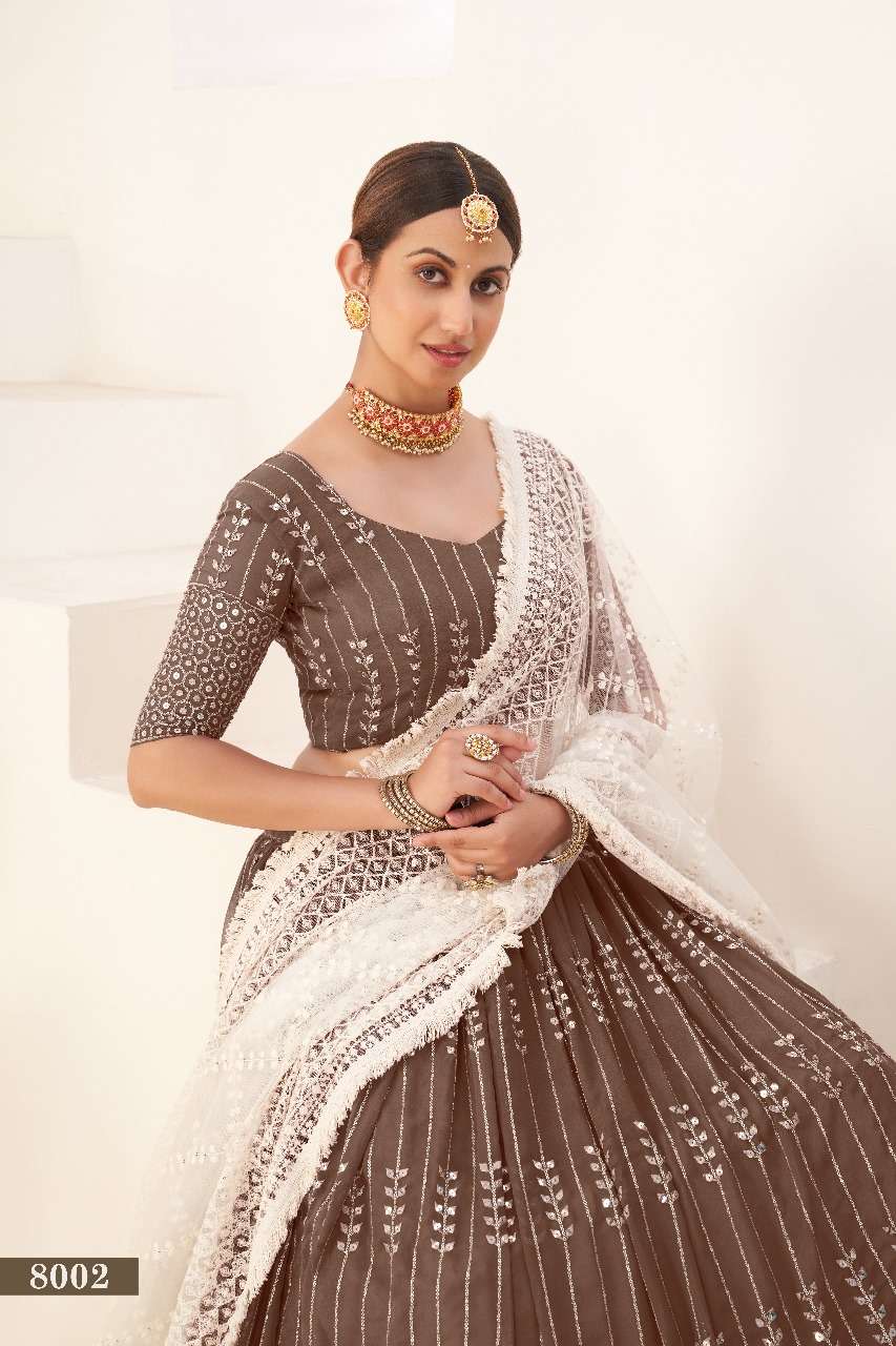 AAWIYA SIYA VOL-1 8002 CARAMAL PURE GEORGETTE EMBROIDERY LEHENGAS-00060