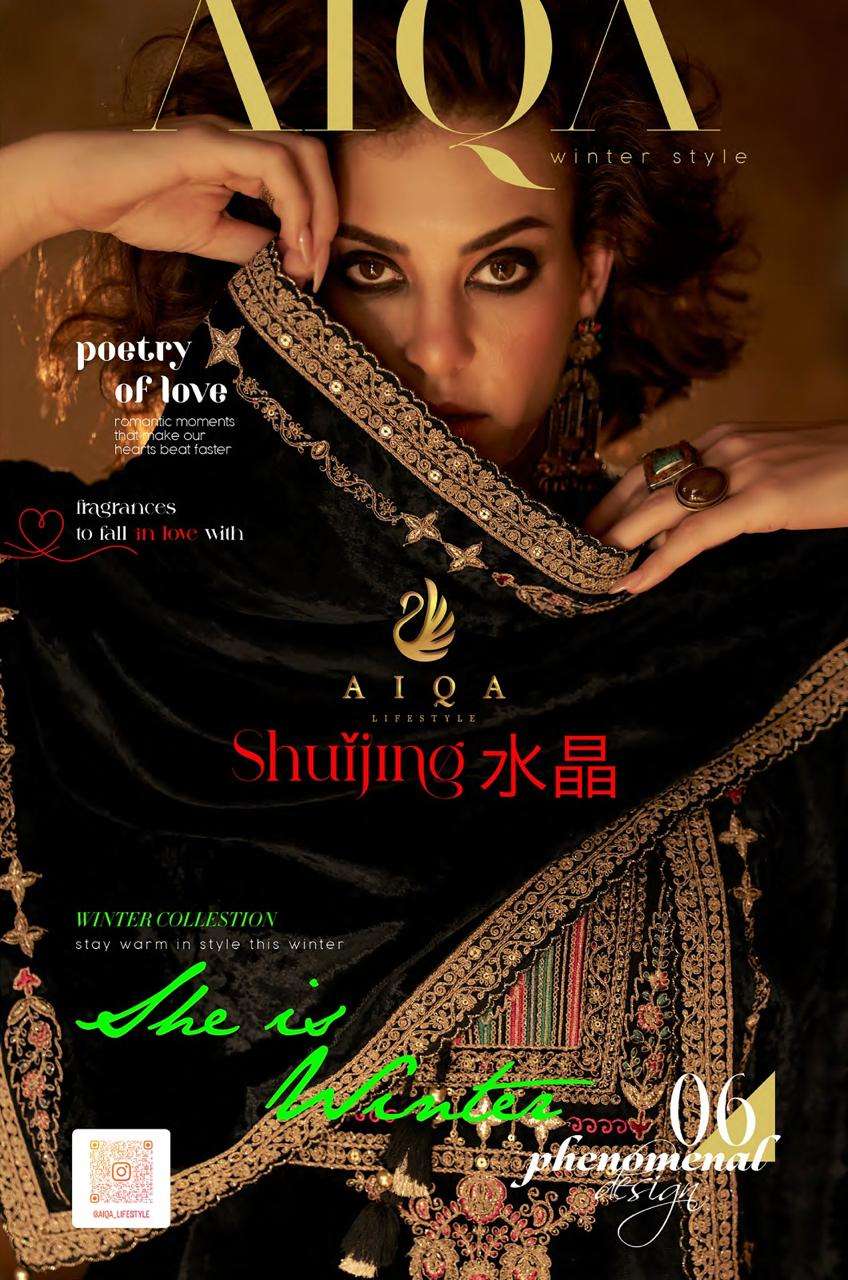AIQA SHUIJING 1901 TO 1906 SERIES PURE VISCOSE VELVET EMBROIDERY PAKISTANI DRESSES-00402