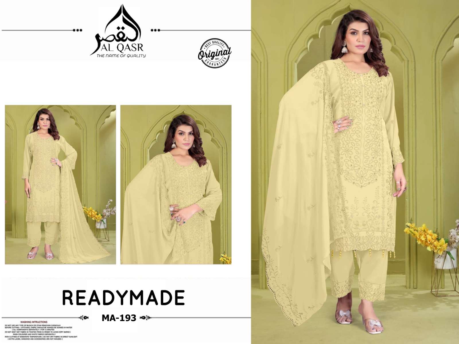 AL-QASR MA-193 PURE FAUX GEORGETTE EMBROIDERY DRESSES-00245